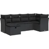 Image de vidaXL - 6-delige - Loungeset - met - kussens - poly - rattan - zwart