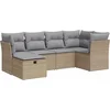 Image de vidaXL - 6-delige - Loungeset - met - kussens - poly - rattan - beige