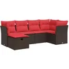 Image de vidaXL - 6-delige - Loungeset - met - kussens - poly - rattan - bruin
