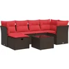 Image de vidaXL - 7-delige - Loungeset - met - kussens - poly - rattan - bruin