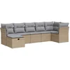 Image de vidaXL - 7-delige - Loungeset - met - kussens - poly - rattan - beige