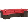 Image de vidaXL - 7-delige - Loungeset - met - kussens - poly - rattan - bruin