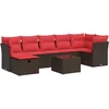 Image de vidaXL - 8-delige - Loungeset - met - kussens - poly - rattan - bruin