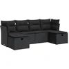 Image de vidaXL - 6-delige - Loungeset - met - kussens - poly - rattan - zwart