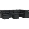 Image de vidaXL - 9-delige - Loungeset - met - kussens - poly - rattan - zwart