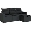 Image de vidaXL - 4-delige - Loungeset - met - kussens - poly - rattan - zwart