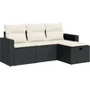 Image de vidaXL - 4-delige - Loungeset - met - kussens - poly - rattan - zwart