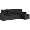 Image de vidaXL - 5-delige - Loungeset - met - kussens - poly - rattan - zwart