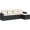 Image de vidaXL - 5-delige - Loungeset - met - kussens - poly - rattan - zwart