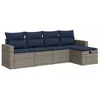 Image de vidaXL - 5-delige - Loungeset - met - kussens - poly - rattan - grijs