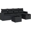 Image de vidaXL - 6-delige - Loungeset - met - kussens - poly - rattan - zwart
