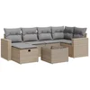 Image de vidaXL - 7-delige - Loungeset - met - kussens - poly - rattan - beige