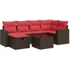 Image de vidaXL - 7-delige - Loungeset - met - kussens - poly - rattan - bruin