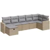 Image de vidaXL - 7-delige - Loungeset - met - kussens - poly - rattan - beige