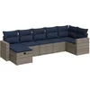 Image de vidaXL - 7-delige - Loungeset - met - kussens - poly - rattan - grijs