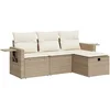 Image de vidaXL - 4-delige - Loungeset - met - kussens - poly - rattan - beige