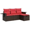 Image de vidaXL - 4-delige - Loungeset - met - kussens - poly - rattan - bruin