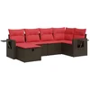 Image de vidaXL - 6-delige - Loungeset - met - kussens - poly - rattan - bruin