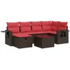 Image de vidaXL - 7-delige - Loungeset - met - kussens - poly - rattan - bruin