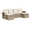Image de vidaXL - 6-delige - Loungeset - met - kussens - poly - rattan - beige