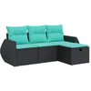 Image de vidaXL - 4-delige - Loungeset - met - kussens - poly - rattan - zwart