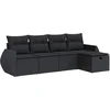 Image de vidaXL - 5-delige - Loungeset - met - kussens - poly - rattan - zwart