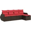 Image de vidaXL - 5-delige - Loungeset - met - kussens - poly - rattan - bruin