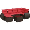 Image de vidaXL - 7-delige - Loungeset - met - kussens - poly - rattan - bruin