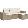 Image de vidaXL - 4-delige - Loungeset - met - kussens - poly - rattan - beige