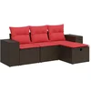 Image de vidaXL - 4-delige - Loungeset - met - kussens - poly - rattan - bruin