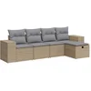 Image de vidaXL - 5-delige - Loungeset - met - kussens - poly - rattan - beige