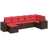 Image de vidaXL - 7-delige - Loungeset - met - kussens - poly - rattan - bruin