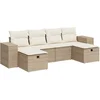 Image de vidaXL - 6-delige - Loungeset - met - kussens - poly - rattan - beige