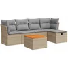Image de vidaXL - 6-delige - Loungeset - met - kussens - poly - rattan - beige