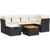 Image de vidaXL - 7-delige - Loungeset - met - kussens - poly - rattan - zwart