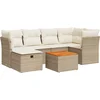 Image de vidaXL - 7-delige - Loungeset - met - kussens - poly - rattan - beige