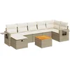 Image de vidaXL - 8-delige - Loungeset - met - kussens - poly - rattan - beige
