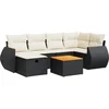 Image de vidaXL - 7-delige - Loungeset - met - kussens - poly - rattan - zwart