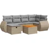 Image de vidaXL - 7-delige - Loungeset - met - kussens - poly - rattan - beige