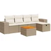Image de vidaXL - 6-delige - Loungeset - met - kussens - poly - rattan - beige