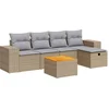 Image de vidaXL - 6-delige - Loungeset - met - kussens - poly - rattan - beige