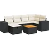 Image de vidaXL - 7-delige - Loungeset - met - kussens - poly - rattan - zwart