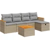 Image de vidaXL - 6-delige - Loungeset - met - kussens - poly - rattan - beige