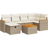 Image de vidaXL - 7-delige - Loungeset - met - kussens - poly - rattan - beige