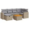 Image de vidaXL - 7-delige - Loungeset - met - kussens - poly - rattan - beige