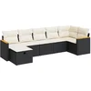 Image de vidaXL - 7-delige - Loungeset - met - kussens - poly - rattan - zwart
