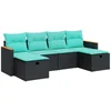 Image de vidaXL - 6-delige - Loungeset - met - kussens - poly - rattan - zwart