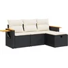 Image de vidaXL - 4-delige - Loungeset - met - kussens - poly - rattan - zwart
