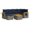 Image de vidaXL - 7-delige - Loungeset - met - kussens - poly - rattan - grijs