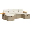 Image de vidaXL - 6-delige - Loungeset - met - kussens - poly - rattan - beige